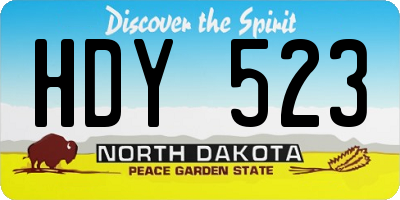 ND license plate HDY523