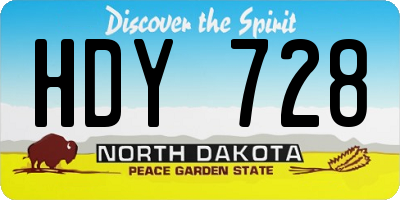 ND license plate HDY728