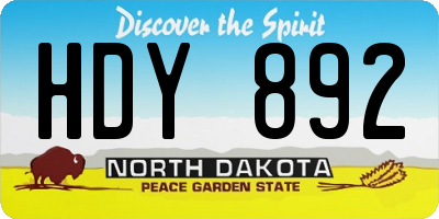 ND license plate HDY892