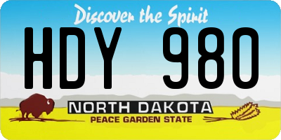 ND license plate HDY980