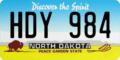 ND license plate HDY984