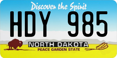 ND license plate HDY985