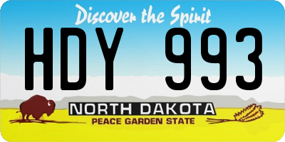 ND license plate HDY993
