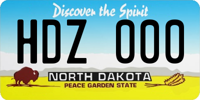 ND license plate HDZ000