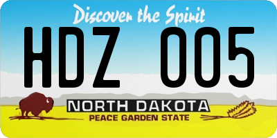 ND license plate HDZ005