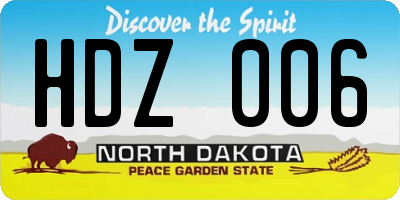 ND license plate HDZ006
