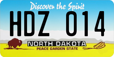 ND license plate HDZ014