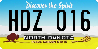 ND license plate HDZ016