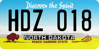 ND license plate HDZ018