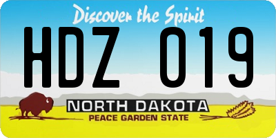 ND license plate HDZ019