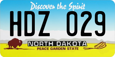 ND license plate HDZ029