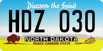 ND license plate HDZ030