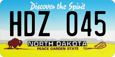 ND license plate HDZ045