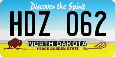 ND license plate HDZ062