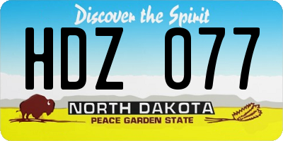 ND license plate HDZ077