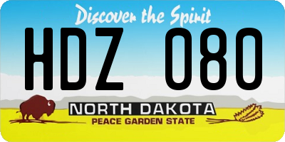 ND license plate HDZ080