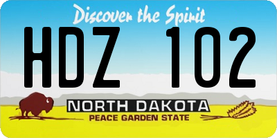 ND license plate HDZ102