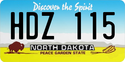 ND license plate HDZ115