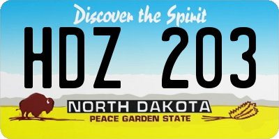 ND license plate HDZ203