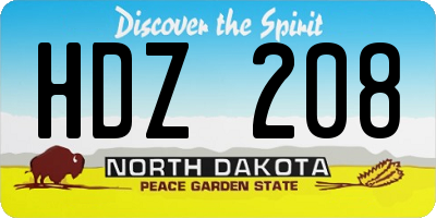 ND license plate HDZ208