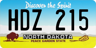 ND license plate HDZ215