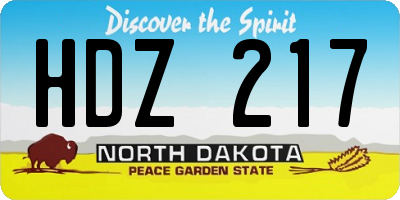 ND license plate HDZ217