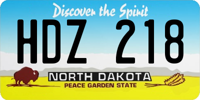 ND license plate HDZ218