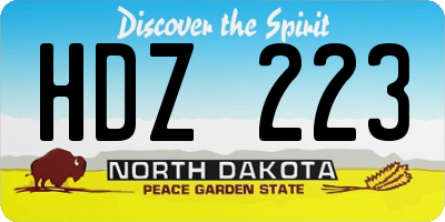ND license plate HDZ223