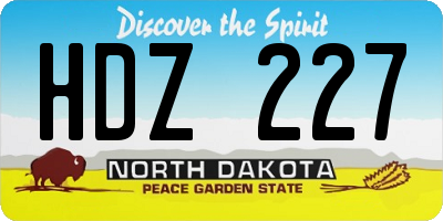 ND license plate HDZ227
