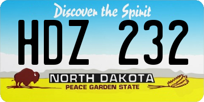 ND license plate HDZ232