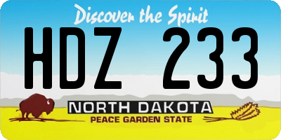 ND license plate HDZ233