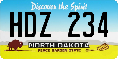 ND license plate HDZ234