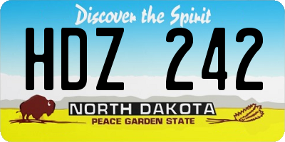 ND license plate HDZ242