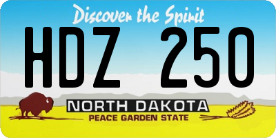 ND license plate HDZ250