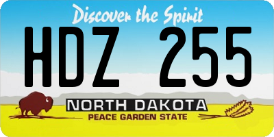 ND license plate HDZ255