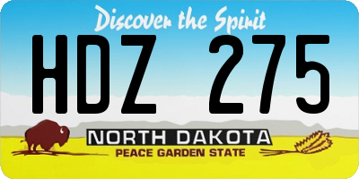 ND license plate HDZ275