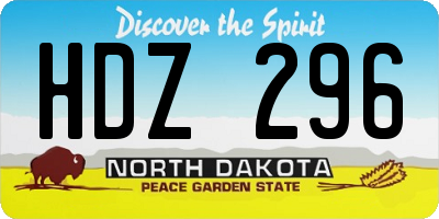 ND license plate HDZ296