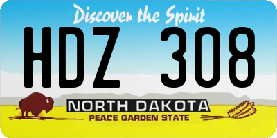 ND license plate HDZ308