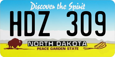 ND license plate HDZ309