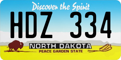 ND license plate HDZ334