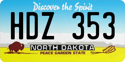 ND license plate HDZ353