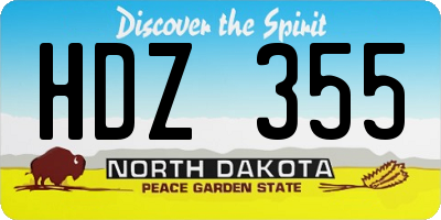 ND license plate HDZ355