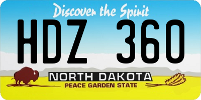 ND license plate HDZ360