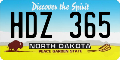 ND license plate HDZ365