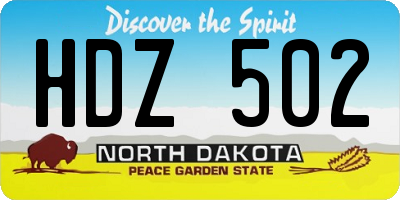 ND license plate HDZ502