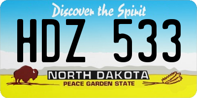 ND license plate HDZ533