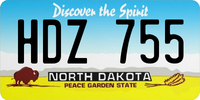 ND license plate HDZ755