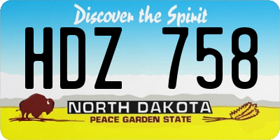 ND license plate HDZ758