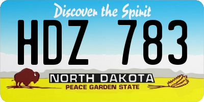 ND license plate HDZ783