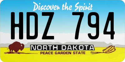 ND license plate HDZ794